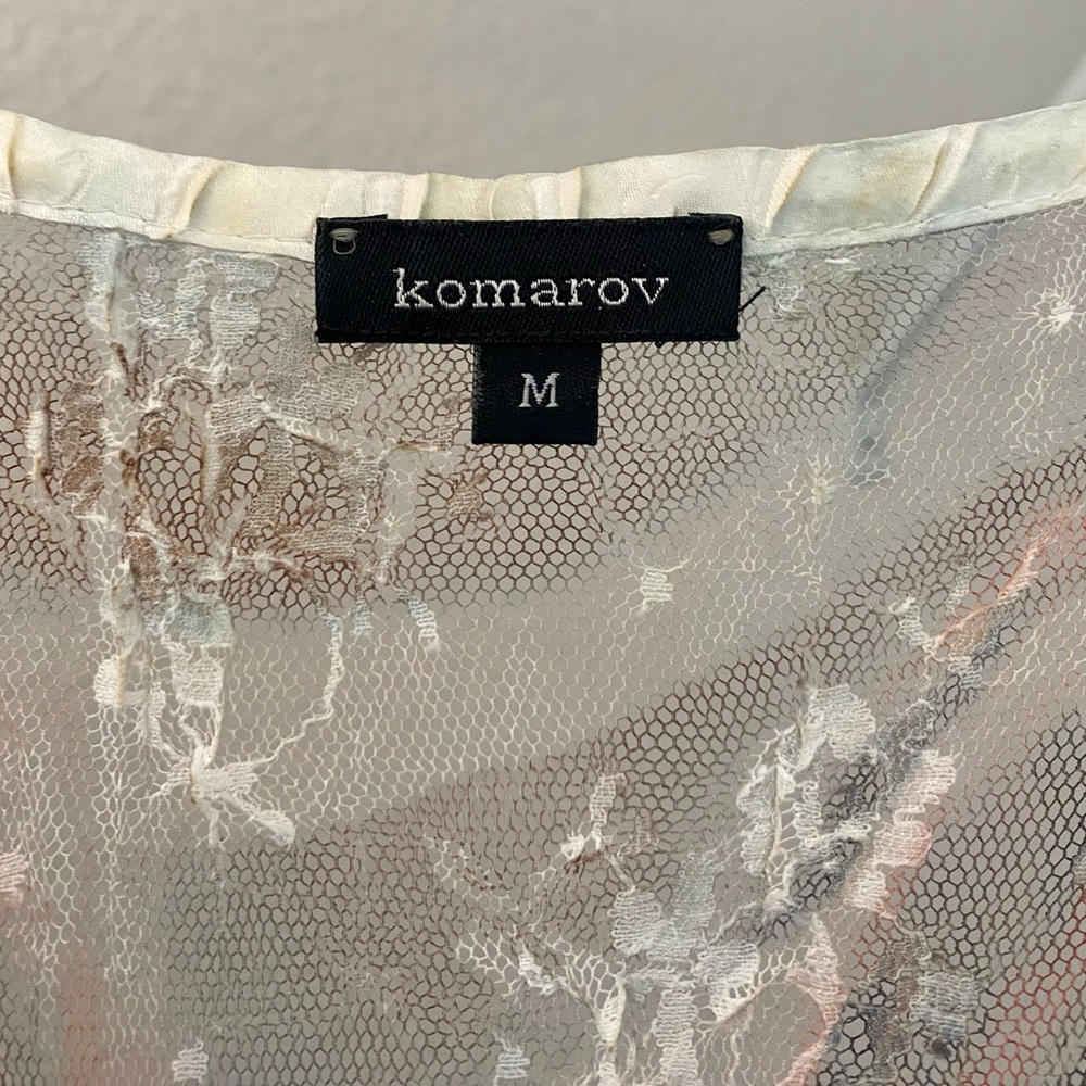 Komarov Lace Overlay Dress in Cream and Gray - Picture 7 of 7